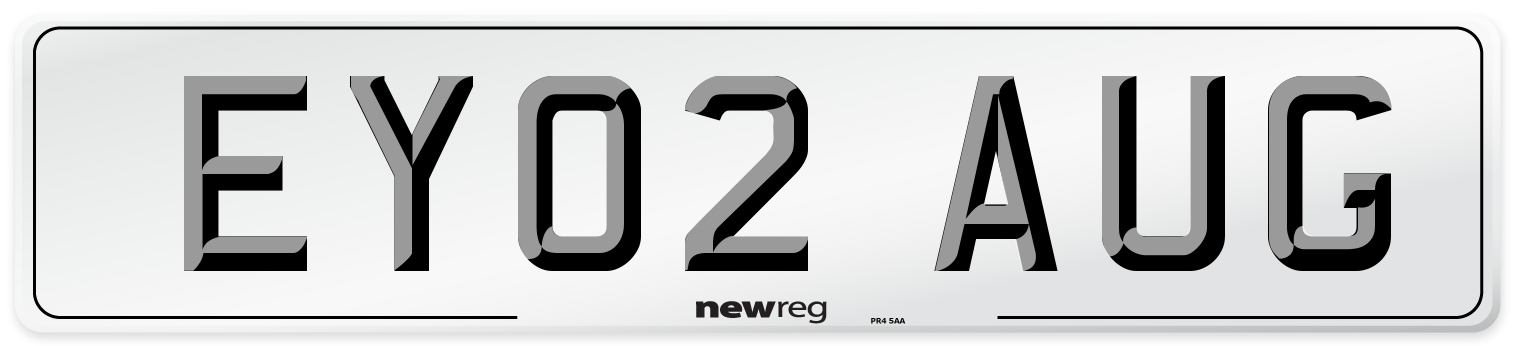 EY02 AUG Number Plate from New Reg